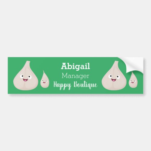 Cute garlic cartoon vegetable illustration bumper sticker