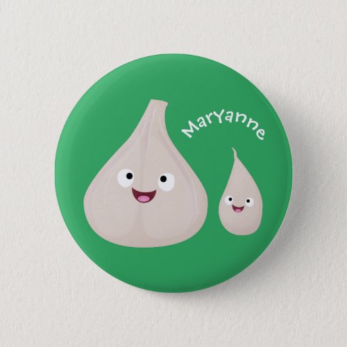 Cute garlic cartoon vegetable illustration button