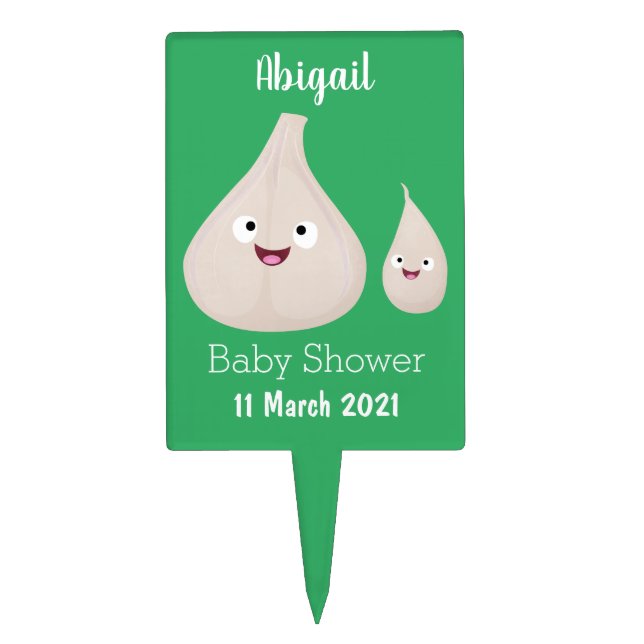 Cute garlic cartoon vegetable illustration cake topper (Front)