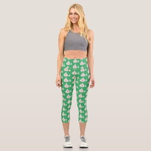 Cute garlic cartoon vegetable illustration capri leggings