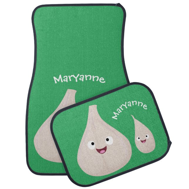 Cute garlic cartoon vegetable illustration car floor mat (Set)