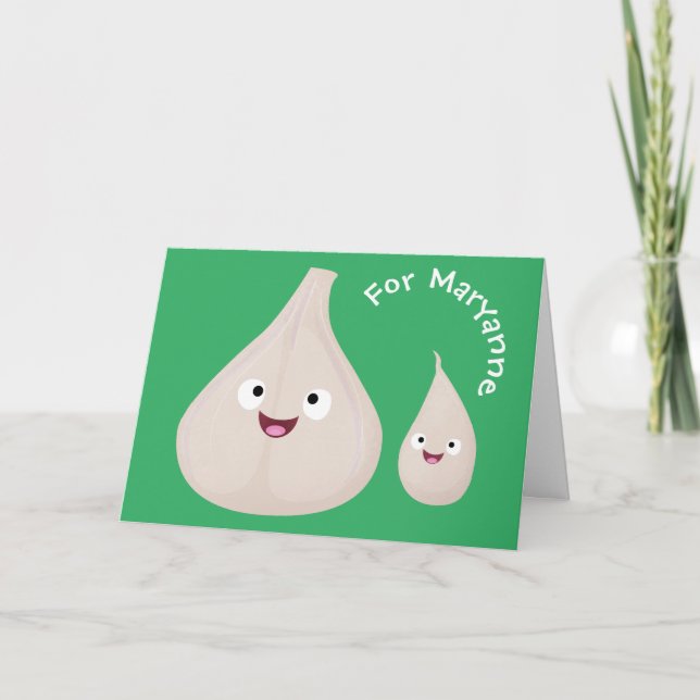 Cute garlic cartoon vegetable illustration card (Front)