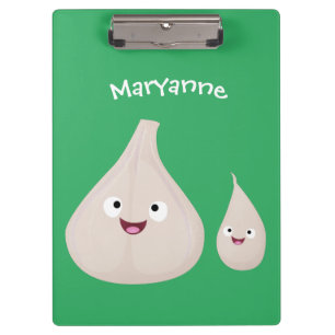 Cute garlic cartoon vegetable illustration clipboard