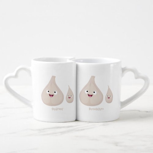 Cute garlic cartoon vegetable illustration coffee mug set