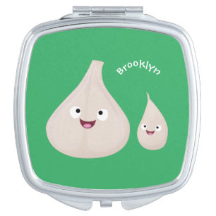 Cute garlic cartoon vegetable illustration compact mirror