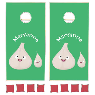 Cute garlic cartoon vegetable illustration cornhole set