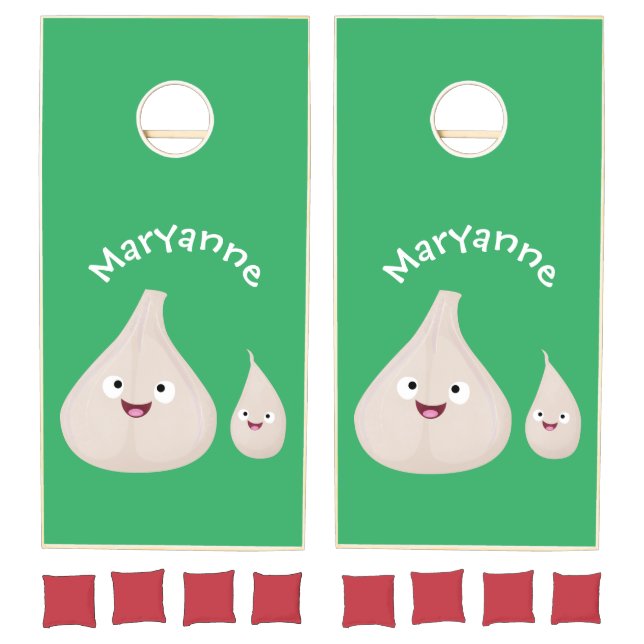 Cute garlic cartoon vegetable illustration cornhole set (Set)
