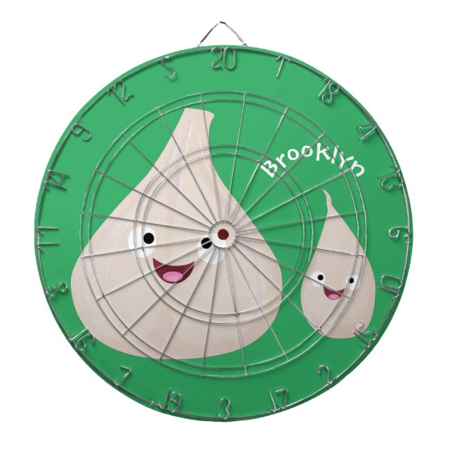Cute garlic cartoon vegetable illustration dart board (Front)