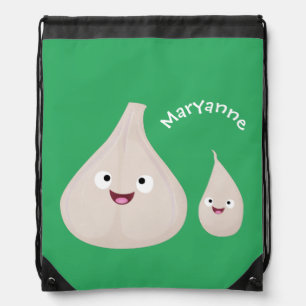 Cute garlic cartoon vegetable illustration drawstring bag