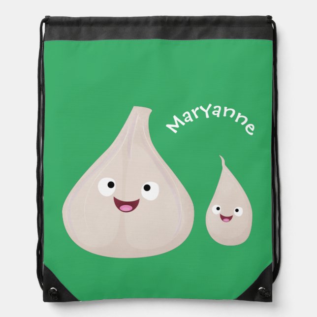 Cute garlic cartoon vegetable illustration drawstring bag (Front)
