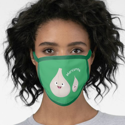 Cute garlic cartoon vegetable illustration face mask