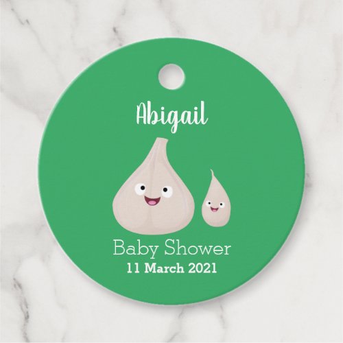 Cute garlic cartoon vegetable illustration favor tags