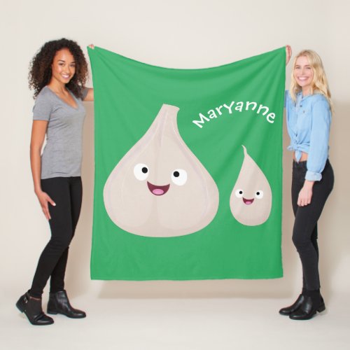 Cute garlic cartoon vegetable illustration fleece blanket