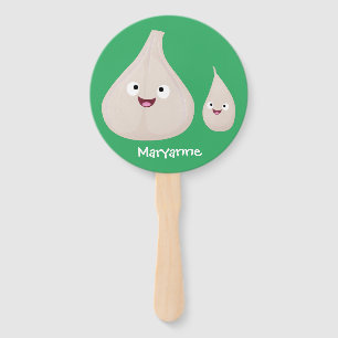 Cute garlic cartoon vegetable illustration hand fan