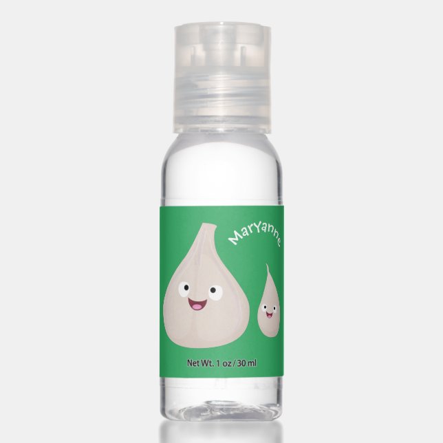 Cute garlic cartoon vegetable illustration hand sanitizer (Front)
