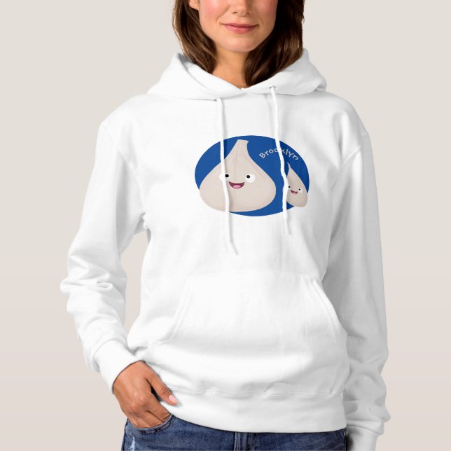 Cute garlic cartoon vegetable illustration hoodie (Front)