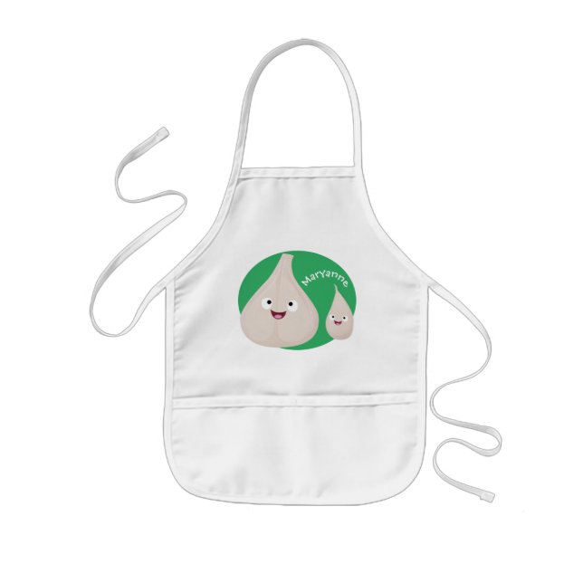 Cute garlic cartoon vegetable illustration kids' apron (Front)