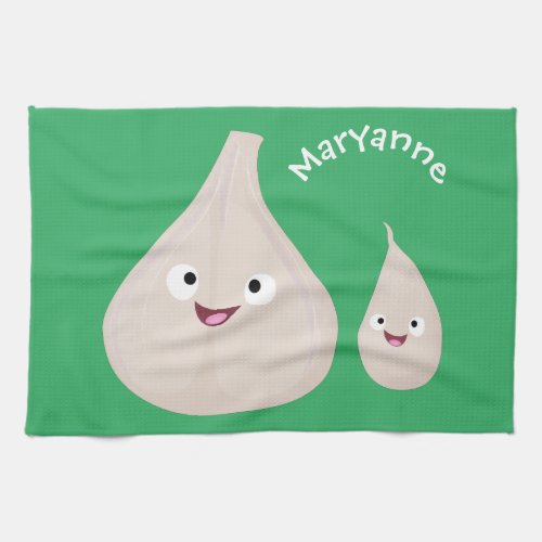 Cute garlic cartoon vegetable illustration kitchen towel