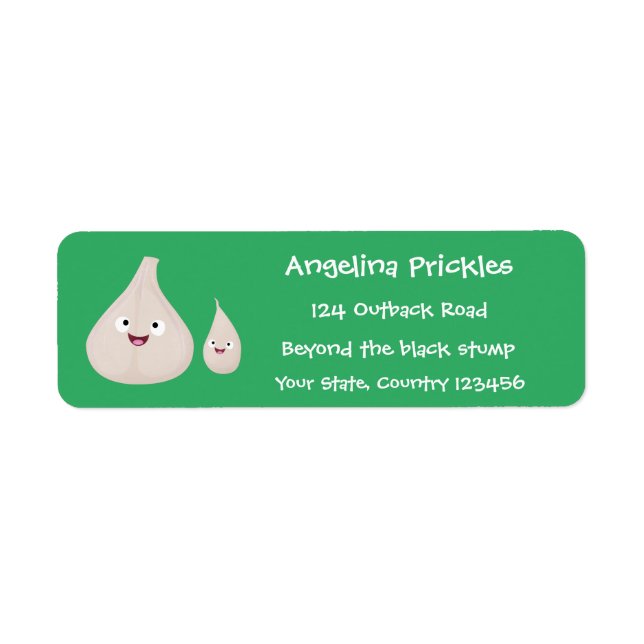 Cute garlic cartoon vegetable illustration label (Front)