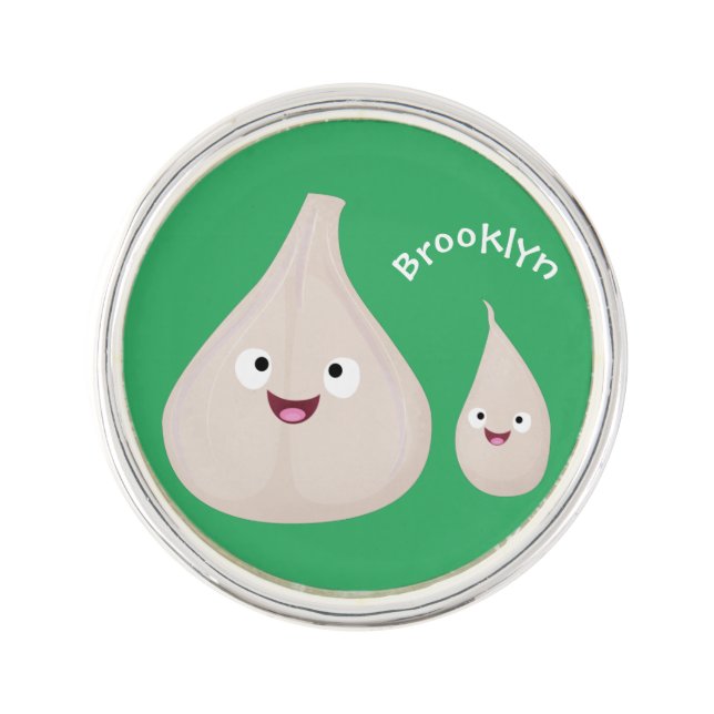Cute garlic cartoon vegetable illustration lapel pin (Front)