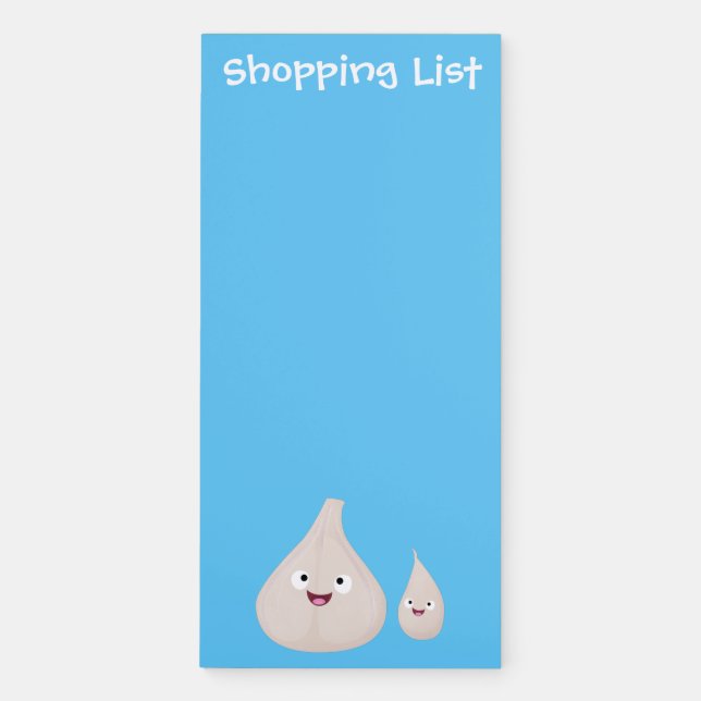 Cute garlic cartoon vegetable illustration magnetic notepad (Front)