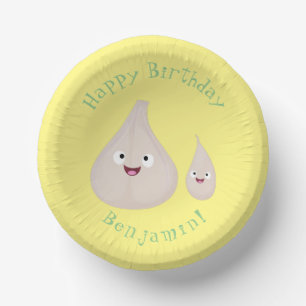 Cute garlic cartoon vegetable illustration paper bowls