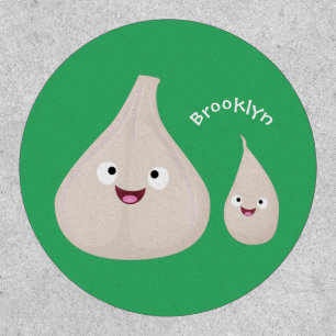 Cute garlic cartoon vegetable illustration patch