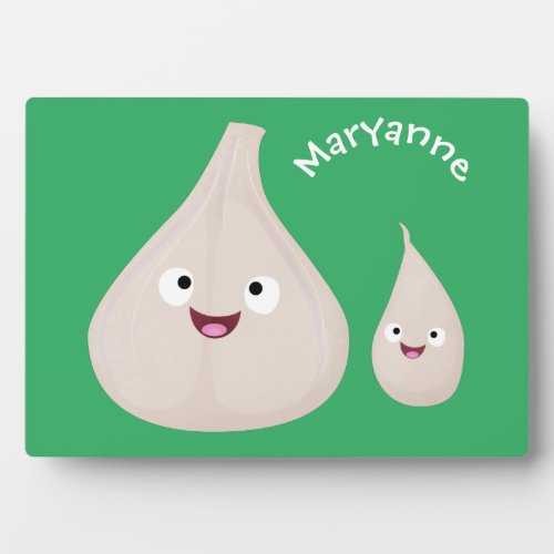 Cute garlic cartoon vegetable illustration plaque