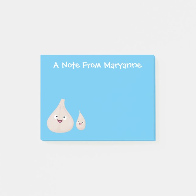 Cute garlic cartoon vegetable illustration post-it notes (Front)