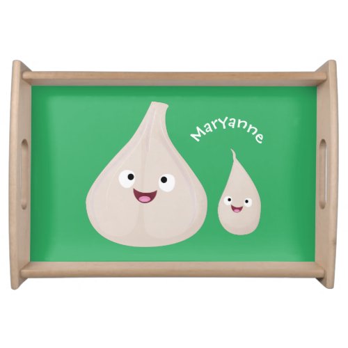 Cute garlic cartoon vegetable illustration serving tray