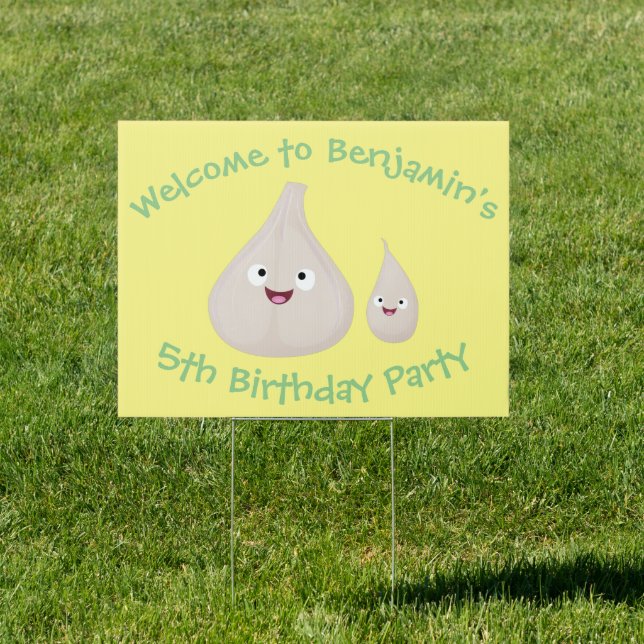 Cute garlic cartoon vegetable illustration sign (Insitu)