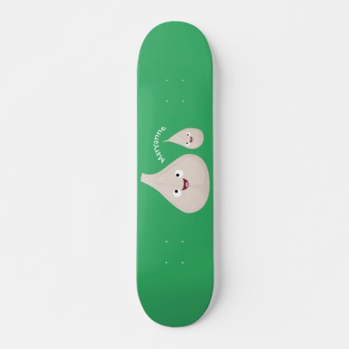 Cute garlic cartoon vegetable illustration skateboard