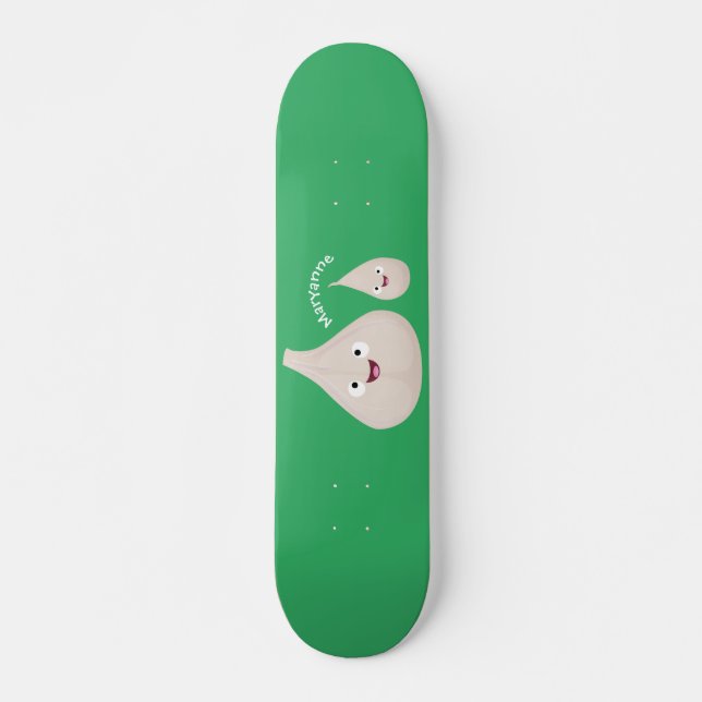 Cute garlic cartoon vegetable illustration skateboard (Front)