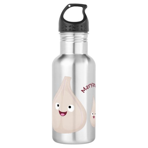 Cute garlic cartoon vegetable illustration stainless steel water bottle