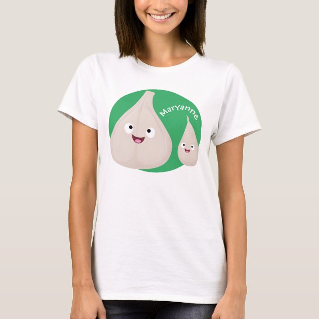 Cute garlic cartoon vegetable illustration T-Shirt (Front)