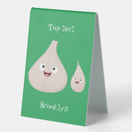 Cute garlic cartoon vegetable illustration table tent sign