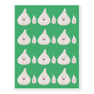 Cute garlic cartoon vegetable illustration temporary tattoos