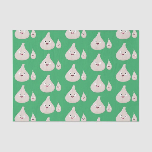 Cute garlic cartoon vegetable illustration tissue paper (Front)