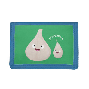 Cute garlic cartoon vegetable illustration tri-fold wallet