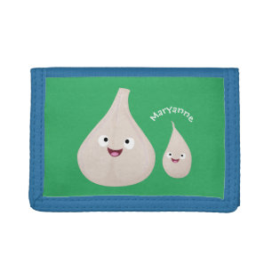 Cute garlic cartoon vegetable illustration trifold wallet