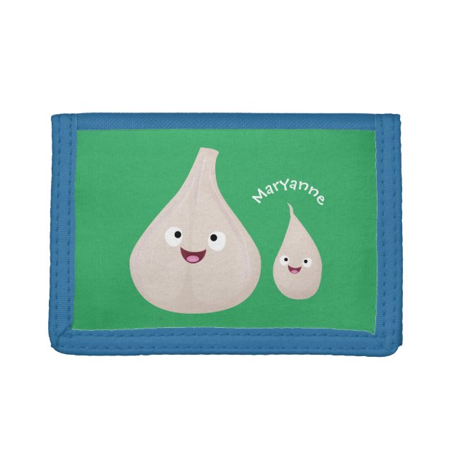 Cute garlic cartoon vegetable illustration trifold wallet (Front)