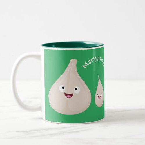 Cute garlic cartoon vegetable illustration Two_Tone coffee mug