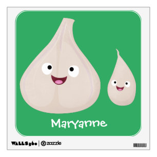 Cute garlic cartoon vegetable illustration  wall decal