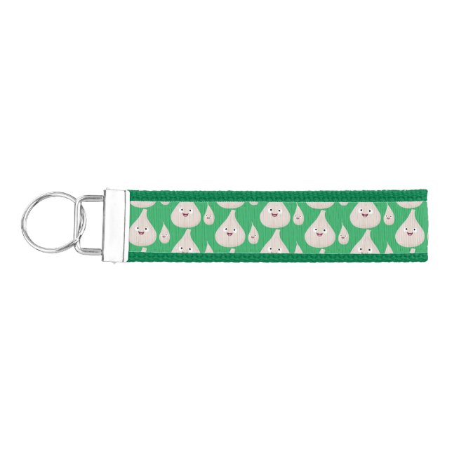 Cute garlic cartoon vegetable illustration wrist keychain (Keys on Left)