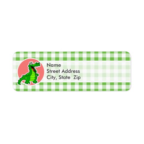 Cute Gator Green Gingham Label
