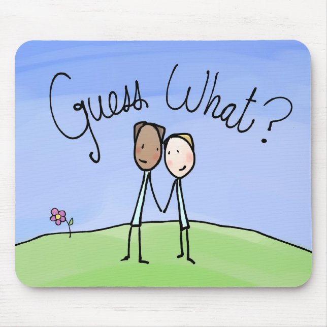 Cute Gay Couple Guess What Mouse Pad (Front)