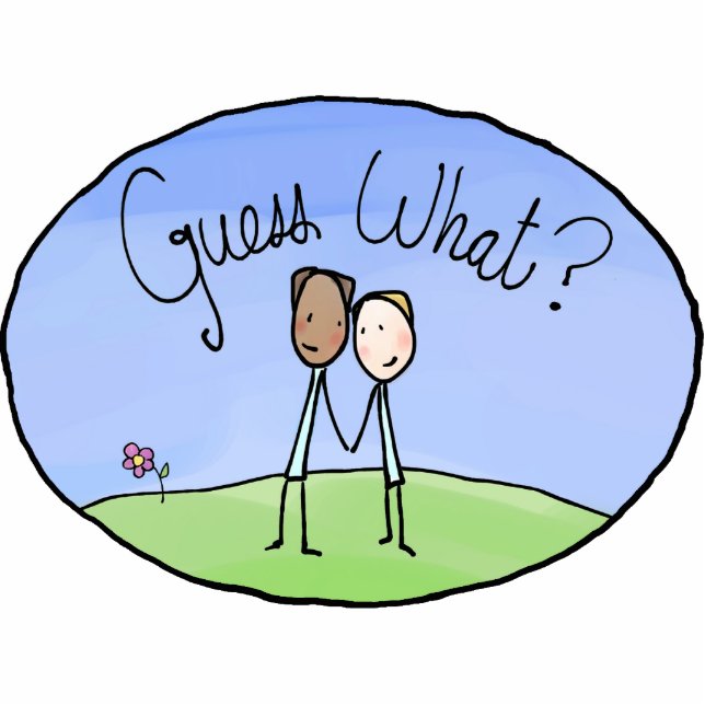 Cute Gay Couple Guess What Statuette (Front)