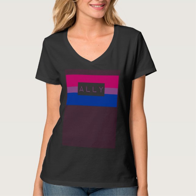 Cute Gay LGBTQ Ally Bisexual Pride Flag Queer Love T-Shirt (Front)