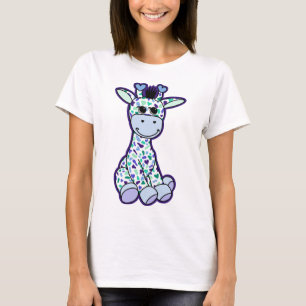Cute Gay Men's Pride Flag Giraffe Blue Green T-Shirt