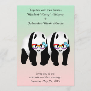 Cute Gay Pandas Rainbow Wearing Glasses Invitation